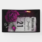 ゴシックバラ、キャンドル、パーチメント、ロケット誕生日 横断幕 (横)