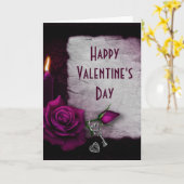 ゴシックバラ、キャンドル、ロケットバレンタインデー カード (黄色い花)