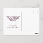 ゴシックバラ、キャンドル、ロッケットパーティー有難う ポストカード (裏面)