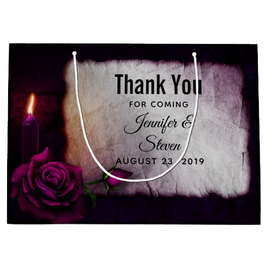 ゴシックバラ、ロウソク、パーチメント結婚ズ ラージペーパーバッグ (正面)