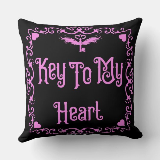 ゴシックバレンタイン鍵へ私のハートピンク クッション (裏面)