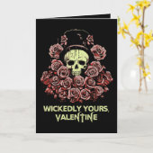 ゴシックバレンタイン スカルとバラ カード (黄色い花)