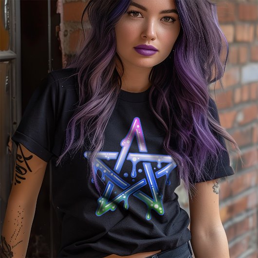 ゴシックパステルネオンペンタグラムサイバーゴシック女子 Tシャツ