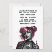 ゴシックパンクガールの誕生日パーティー 招待状 (正面)