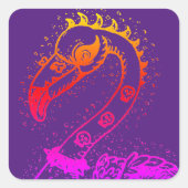 ゴシックパンクロッカーフラミンゴ、スカル、スパイクヘア スクエアシール (正面)