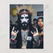 ゴシックパンクロックのイエスが誕生日パーティーで ポストカード (正面)