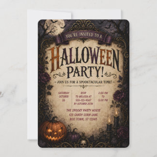 🎃 ゴシックパンプキンのハロウィンパーティー招待状 🦇 招待状