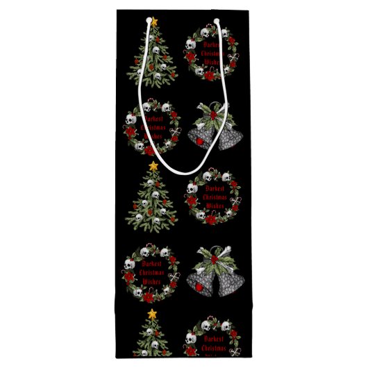 ゴシックパーソナライズされたスカルツリーリース ワインギフトバッグ (裏面)