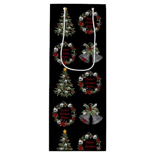 ゴシックパーソナライズされたスカルツリーリース ワインギフトバッグ (正面)