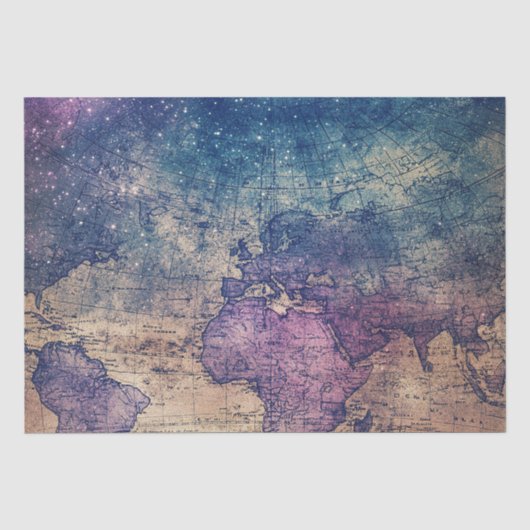 ゴシックパープルのビンテージ天体図 薄葉紙 (正面)