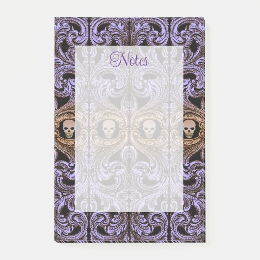 ゴシックパープルオーナメントとスカル ポストイット (正面)