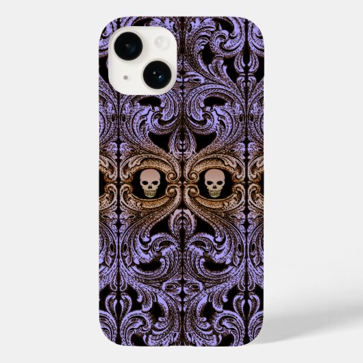 ゴシックパープルオーナメントとスカル Case-Mate iPhoneケース (裏面)
