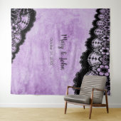 ゴシックパープルグランジブラックレースの背景 タペストリー (インサイチュ(横))