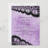ゴシックパープルグランジブラックレースブライダルシャワー 招待状 (正面)