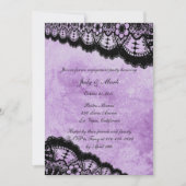 ゴシックパープルグランジブラックレース婚約パーティ 招待状 (正面)