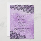 ゴシックパープルグランジブラックレース婚約パーティ 招待状 (正面)