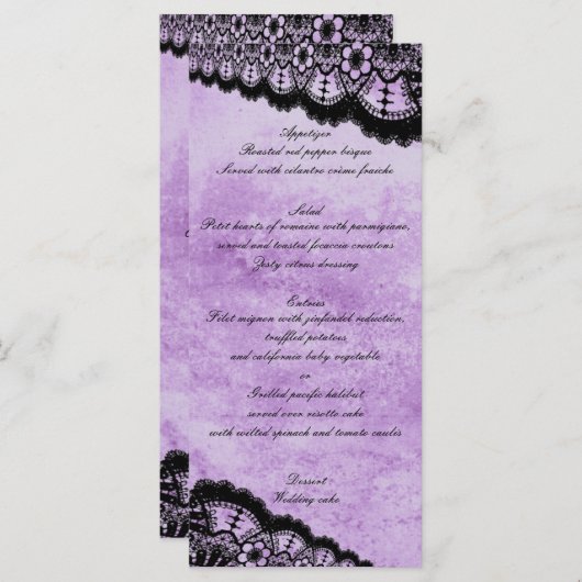 ゴシックパープルグランジブラックレース結婚のメニュー メニュー (正面/裏面)