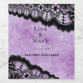 ゴシックパープルグランジブラックレース結婚のワインラベル ワインラベル (シングルラベル)