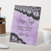 ゴシックパープルグランジブラックレース結婚の安全性 台座サイン (インサイチュ)