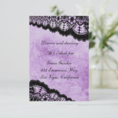 ゴシックパープルグランジブラックレース結婚式レセプション エンクロージャーカード (スタンド正面)