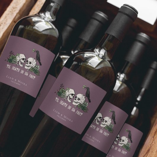 ゴシックパープルティルデスアイリッシュグリーンフローラスカル ワインラベル