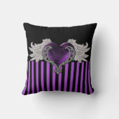 ゴシックパープルハートとエンジェルウィングス装飾用クッション クッション (裏面)