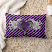 ゴシックパープルハートとエンジェルウィングス装飾用クッション ランバークッション (ブランケット)