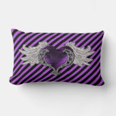 ゴシックパープルハートとエンジェルウィングス装飾用クッション ランバークッション (正面)