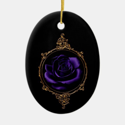 ゴシックパープルバラ セラミックオーナメント (正面)