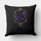 ゴシックパープルバラ パーソナライズされた クッション (裏面)