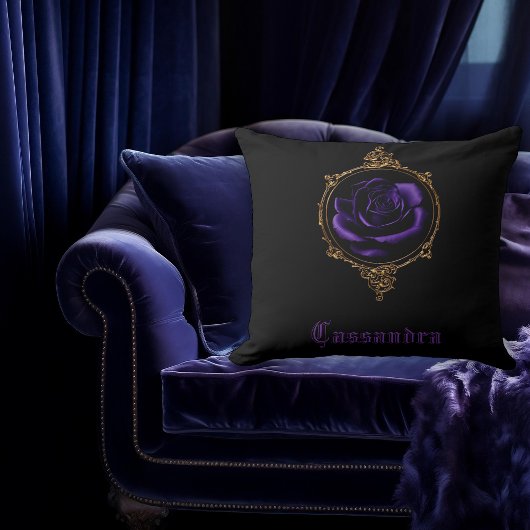 ゴシックパープルバラ パーソナライズされた クッション