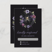 ゴシックパープルフローラクモWebハンドスティング 出欠カード (正面/裏面)