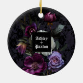 ゴシックパープルフローラブーケオンレースとラヴェンス セラミックオーナメント (裏面)