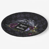 ゴシックパープルフローラブーケオンレースとラヴェンス ペーパープレート (アングル)