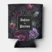 ゴシックパープルフローラブーケオンレースとラヴェンス 缶クーラー (正面)