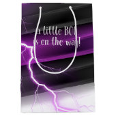 ゴシックパープルブラックハロウィーンイベントベビーシャワー ミディアムペーパーバッグ (正面)