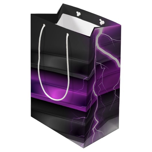 ゴシックパープルブラックハロウィーンイベントベビーシャワー ミディアムペーパーバッグ (裏面アングル)