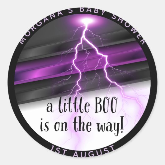 ゴシックパープルブラックハロウィーンイベントベビーシャワー ラウンドシール (正面)