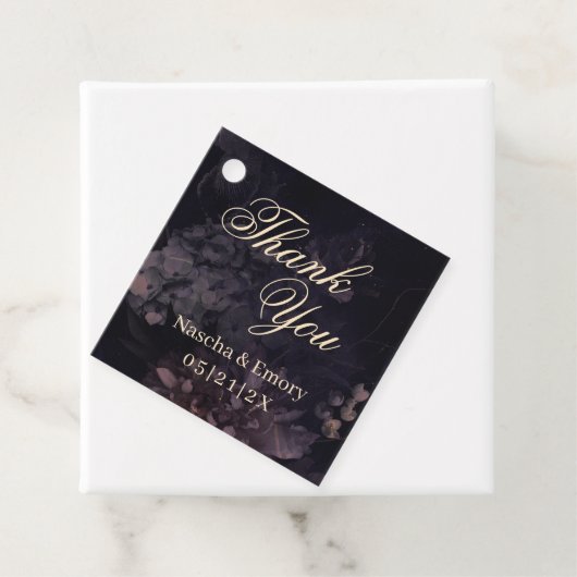 ゴシックパープルボホエレガントな結婚式ありがとう フェイバータグ (インサイチュ)