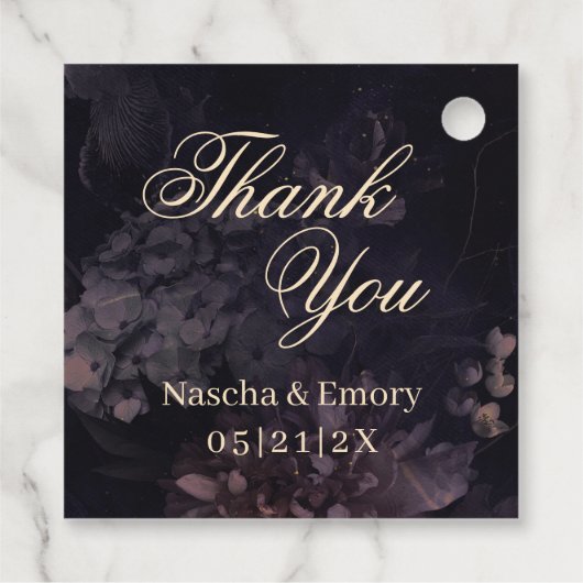 ゴシックパープルボホエレガントな結婚式ありがとう フェイバータグ (裏面)
