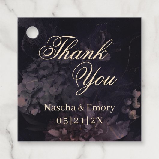 ゴシックパープルボホエレガントな結婚式ありがとう フェイバータグ (正面)