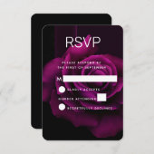 ゴシックパープルレッドローズフラワーウェディングRSVP 出欠カード (正面/裏面)