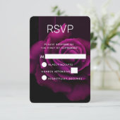 ゴシックパープルレッドローズフラワーウェディングRSVP 出欠カード (スタンド正面)