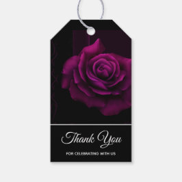 ゴシックパープルレッドローズフラワーサンキュー ギフトタグ