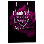 ゴシックパープルレッドローズフラワーサンキュー ミディアムペーパーバッグ (正面)