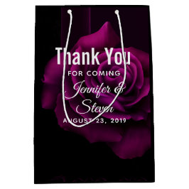 ゴシックパープルレッドローズフラワーサンキュー ミディアムペーパーバッグ