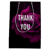 ゴシックパープルレッドローズフラワーサンキュー ミディアムペーパーバッグ (裏面)