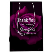 ゴシックパープルレッドローズフラワー誕生日ありがとうございました ミディアムペーパーバッグ (正面)