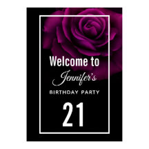 ゴシックパープルレッドローズフラワー誕生日へようこそ