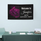 ゴシックパープルレッドローズフラワー誕生日へようこそ 横断幕 (トレードショー)
